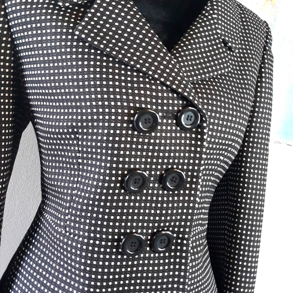 Le Suit Black / White Print Blazer/ Jacket Size 14P - Picture 6 of 11
